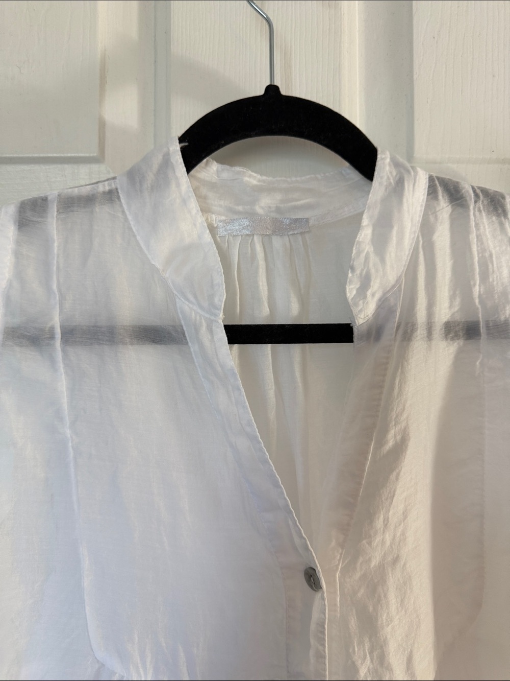 Sleeveless White Tiered Button Front Top white tencel made in Italy medium - Picture 3 of 5